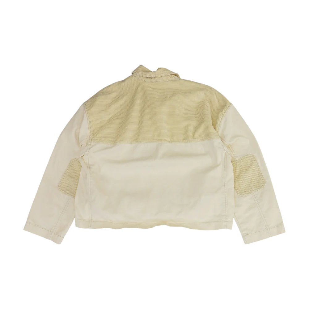 Beige Solid Denim Jacket - Image 2