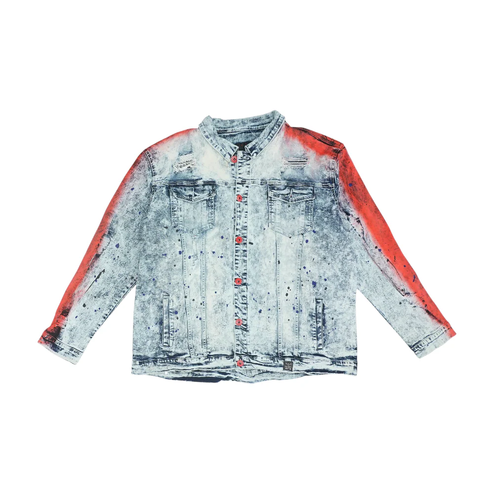 Blue Big & Tall Color Block Denim Jacket