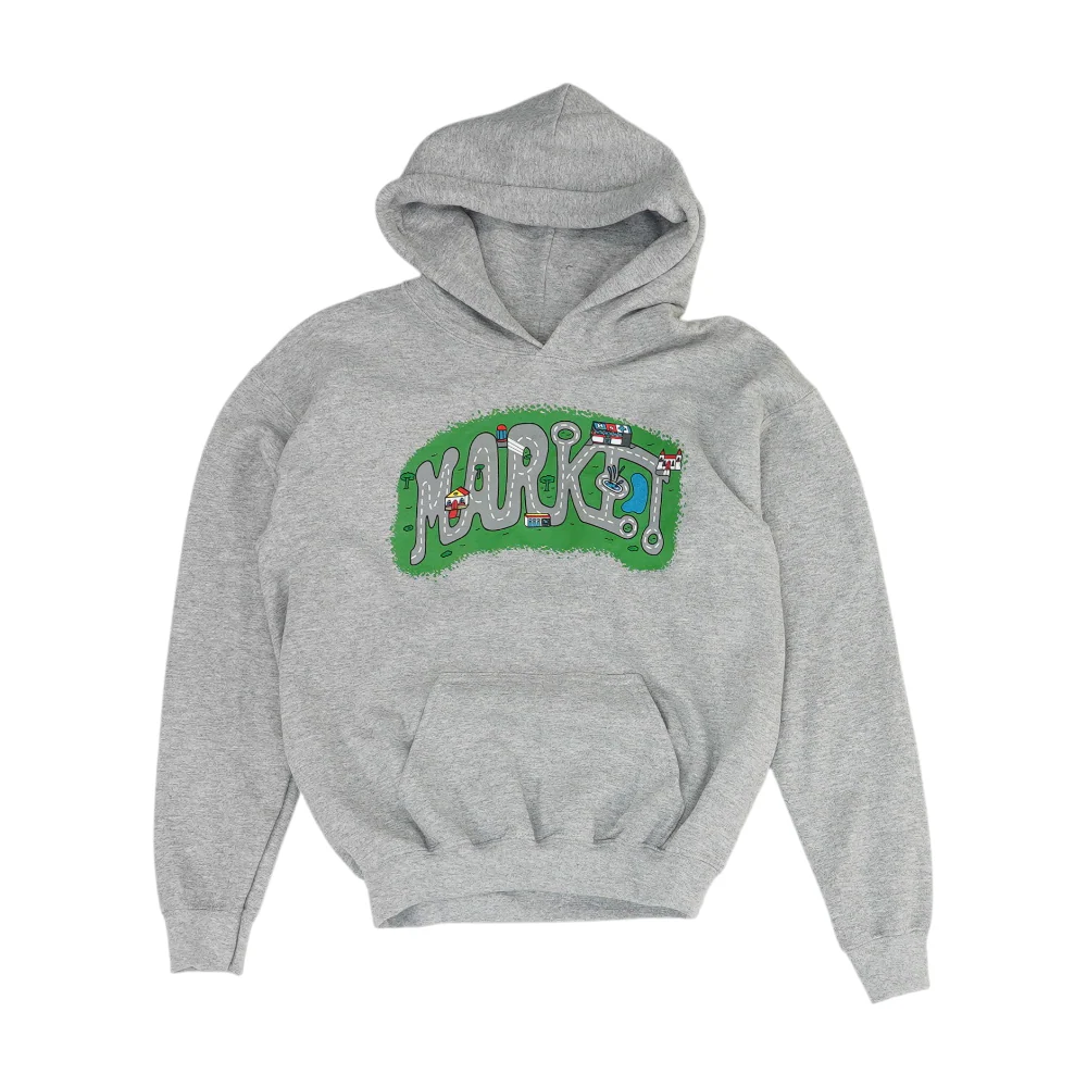 Gray Print Hoodie Pullover