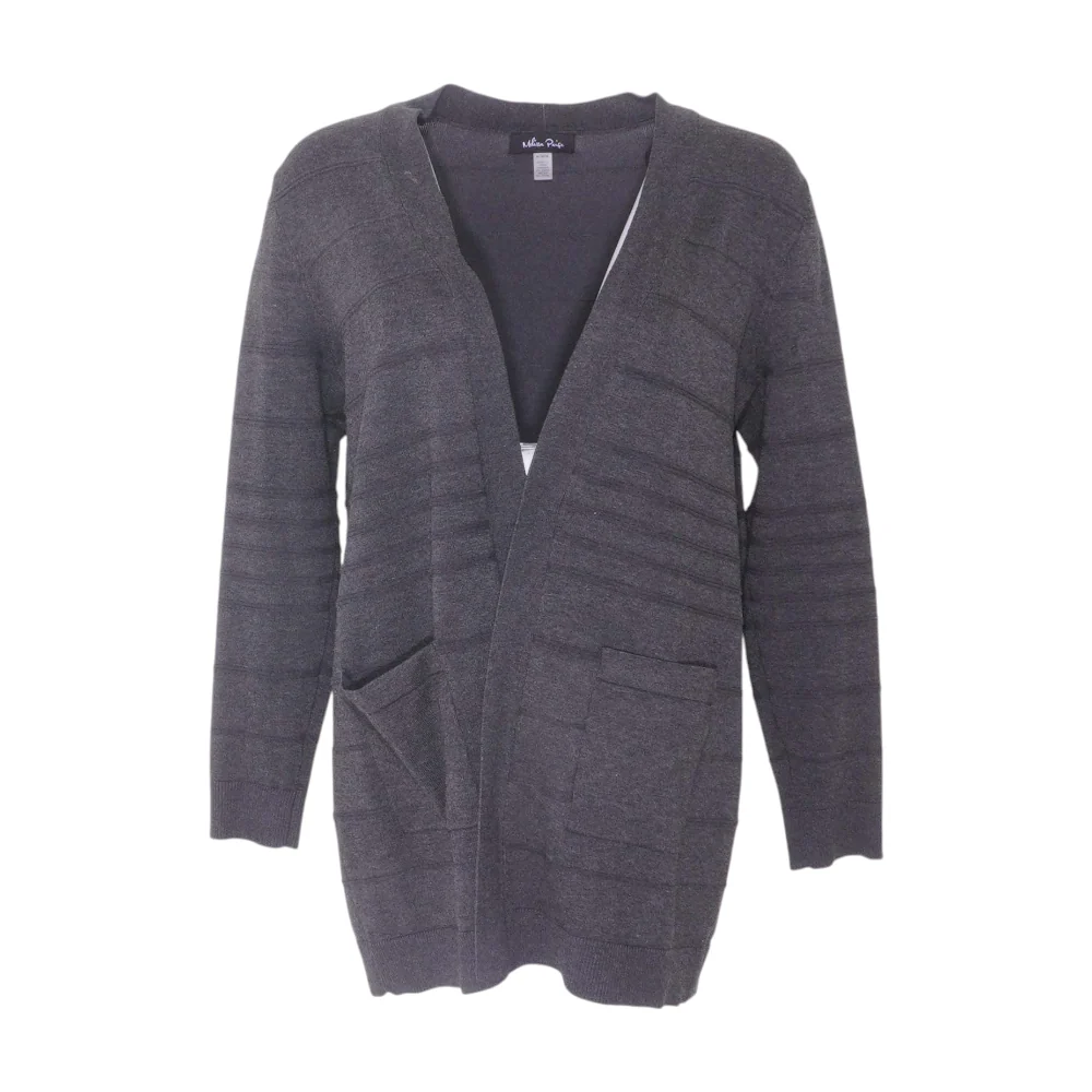 Gray Striped Cardigan Sweater