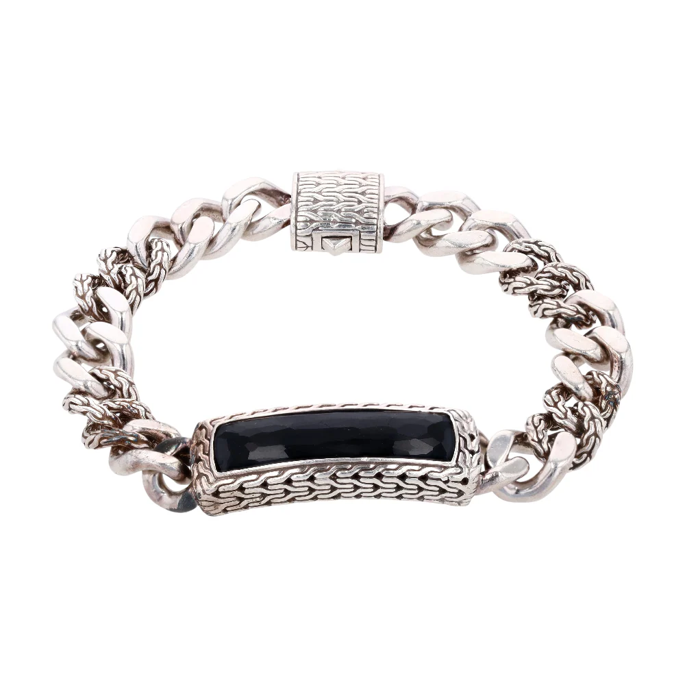 Sterling Silver Onyx Chain Bracelet