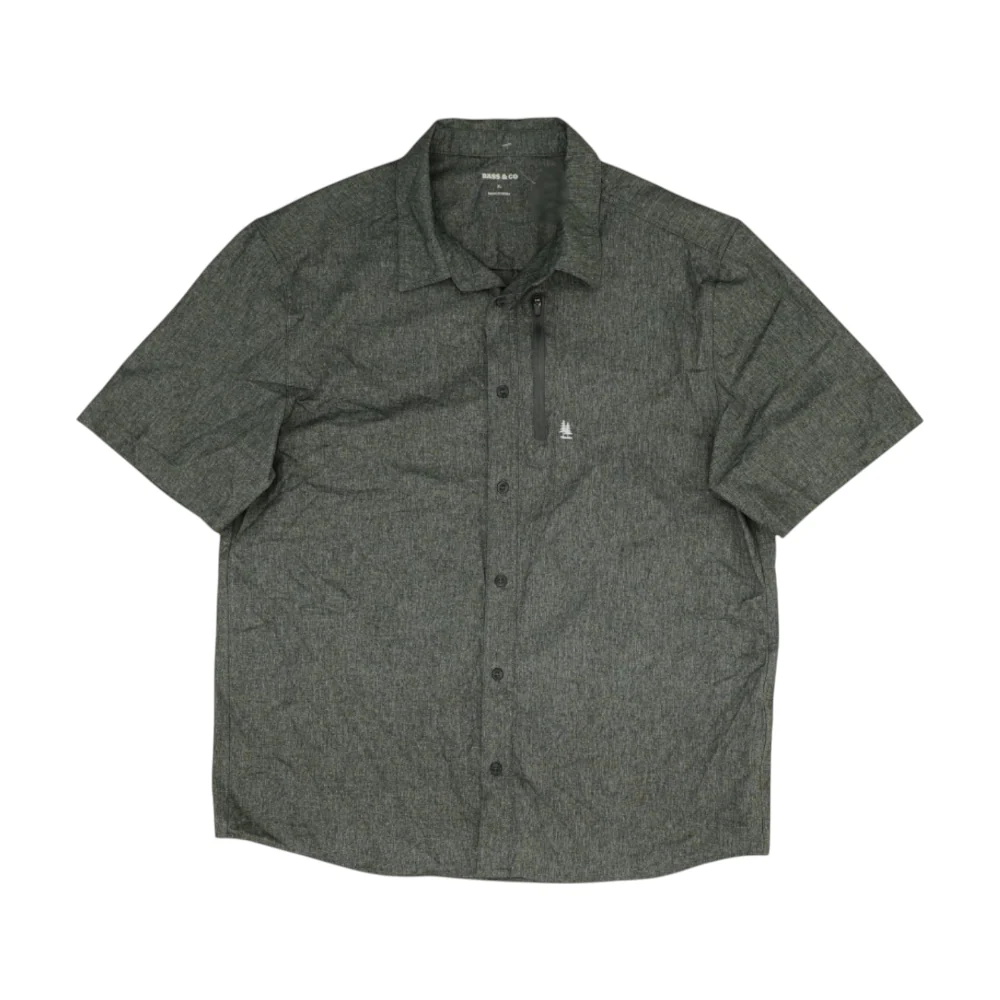 Gray Solid Short Sleeve Button Down