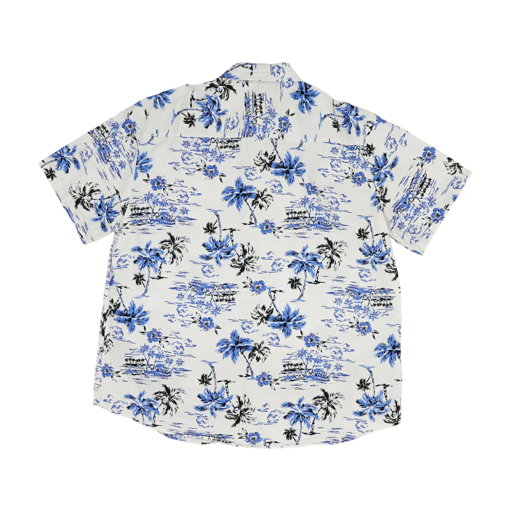 White Tropical Short Sleeve Button Down - Image 2