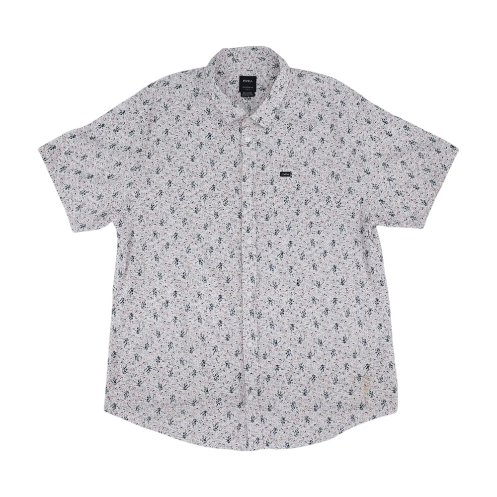 White Floral Short Sleeve Button Down