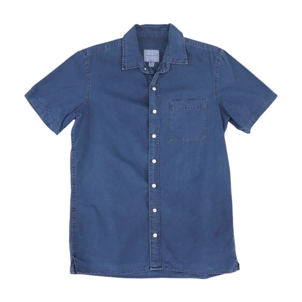 Navy Tall Solid Short Sleeve Button Down