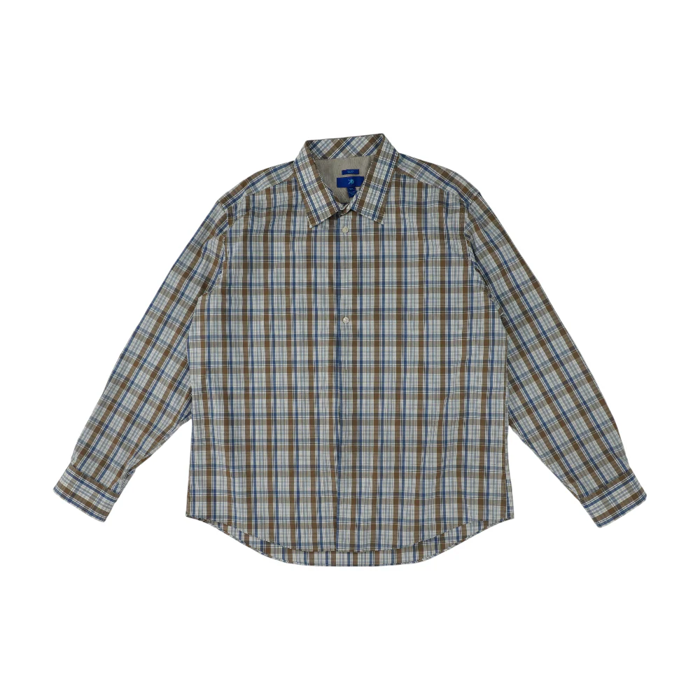 White Plaid Long Sleeve Button Down