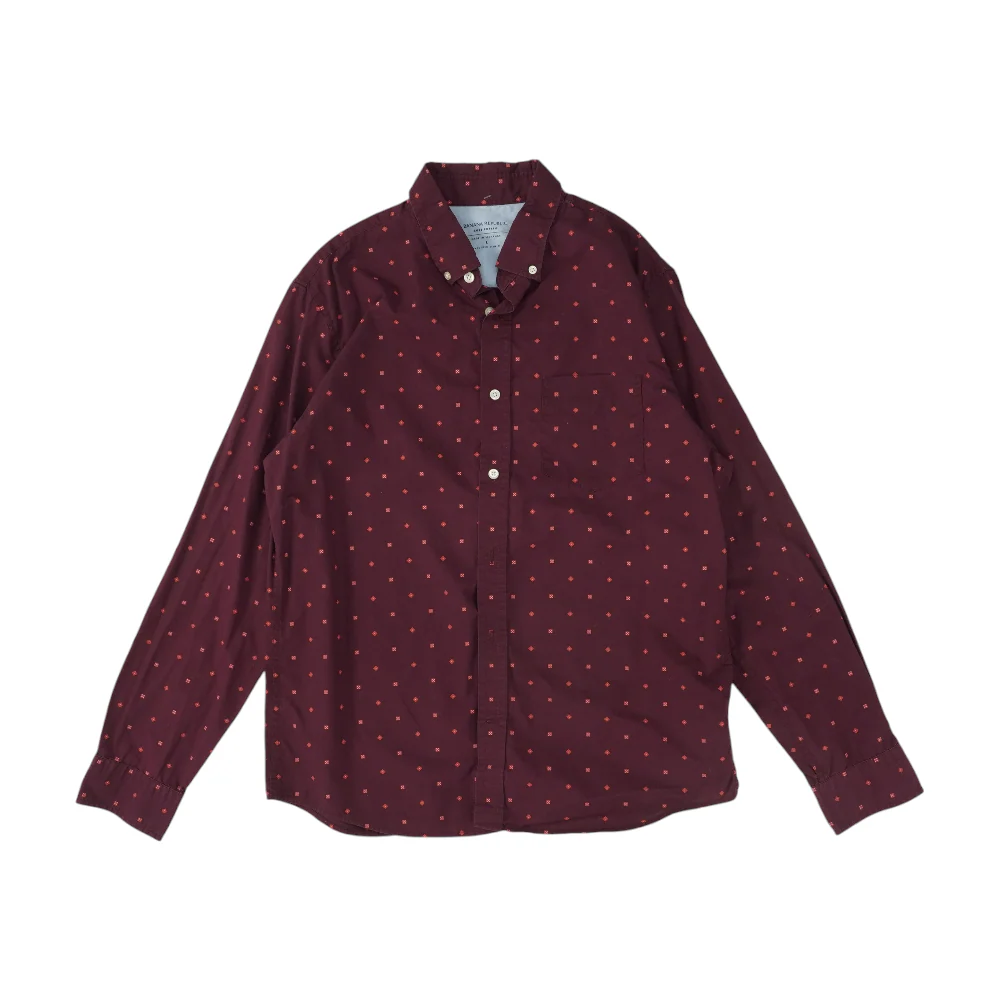 Maroon Graphic Long Sleeve Button Down