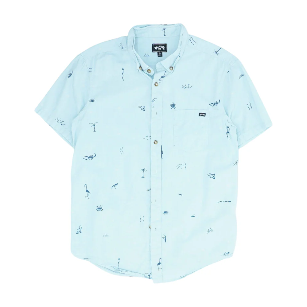 Blue Print Short Sleeve Button Down