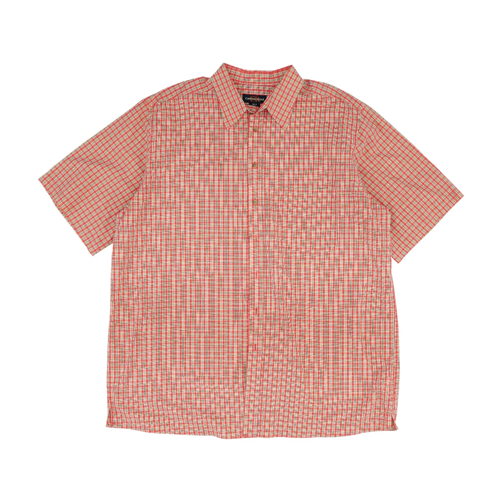 Red Tall Plaid Short Sleeve Button Down