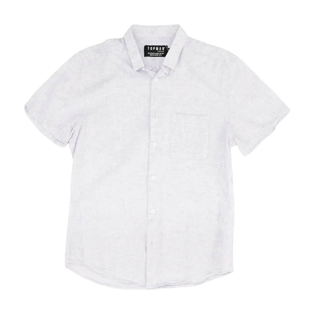 Purple Solid Short Sleeve Button Down