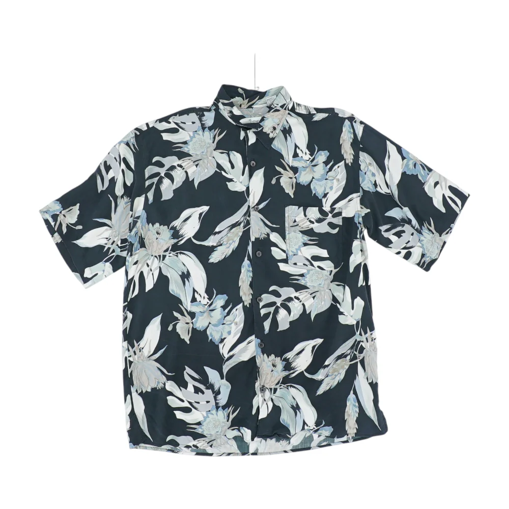 Navy Tropical Short Sleeve Button Down