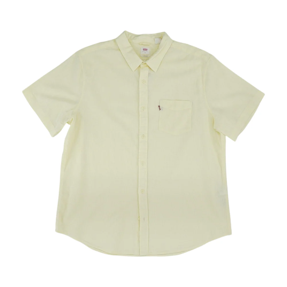 Yellow Solid Short Sleeve Button Down