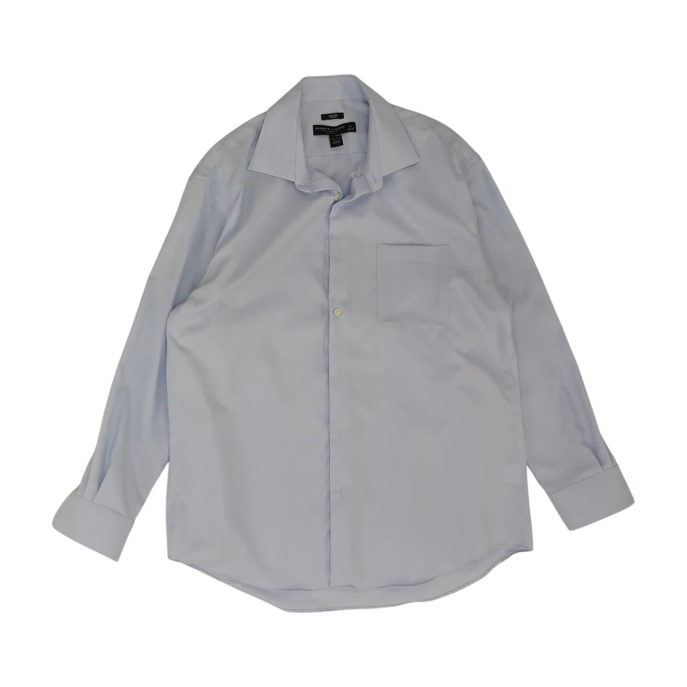 Blue Solid Long Sleeve Button Down