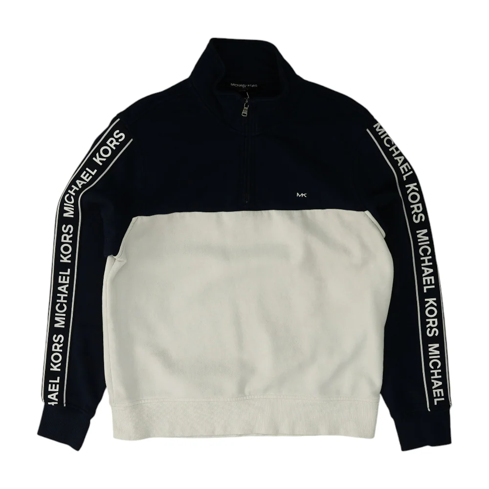 White Color Block 1/4 Zip Pullover