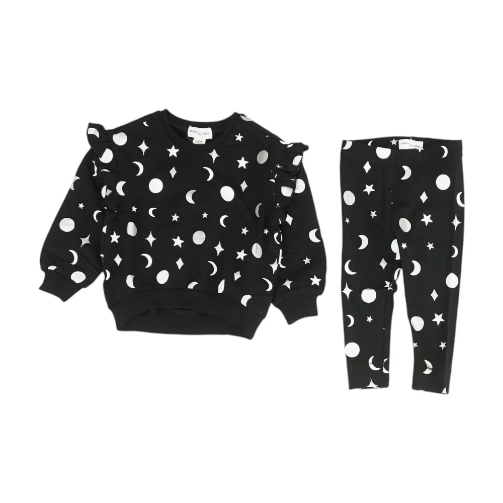 Black Graphic Long Sleeve Set