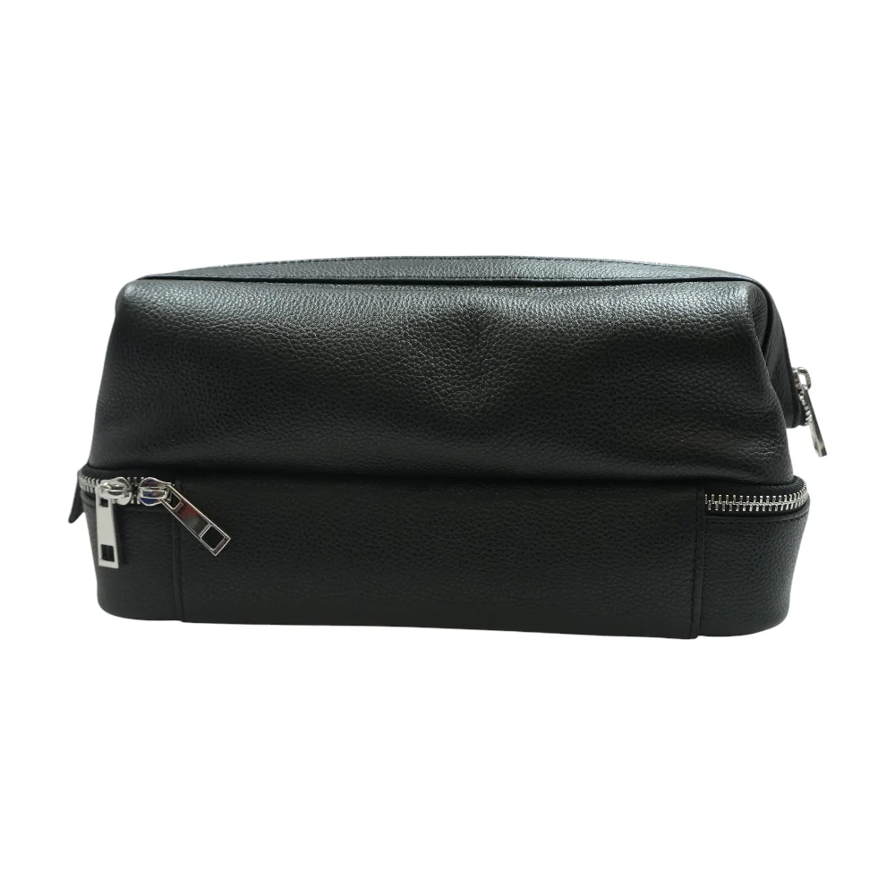 Black Italian Leather Toiletry Bag - Image 2