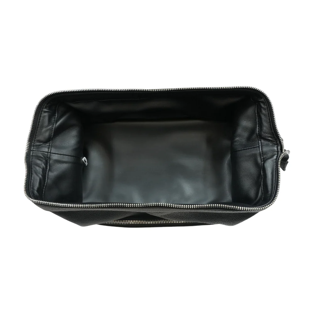 Black Italian Leather Toiletry Bag - Image 3