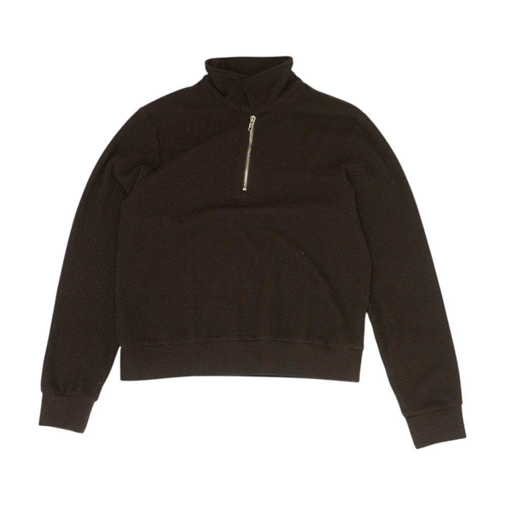 Brown Solid 1/4 Zip Pullover