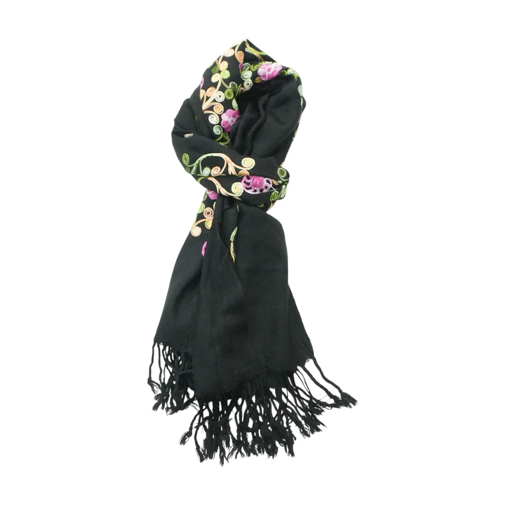 Black Floral Scarf