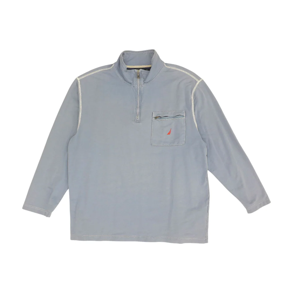 Blue Solid 1/4 Zip Pullover