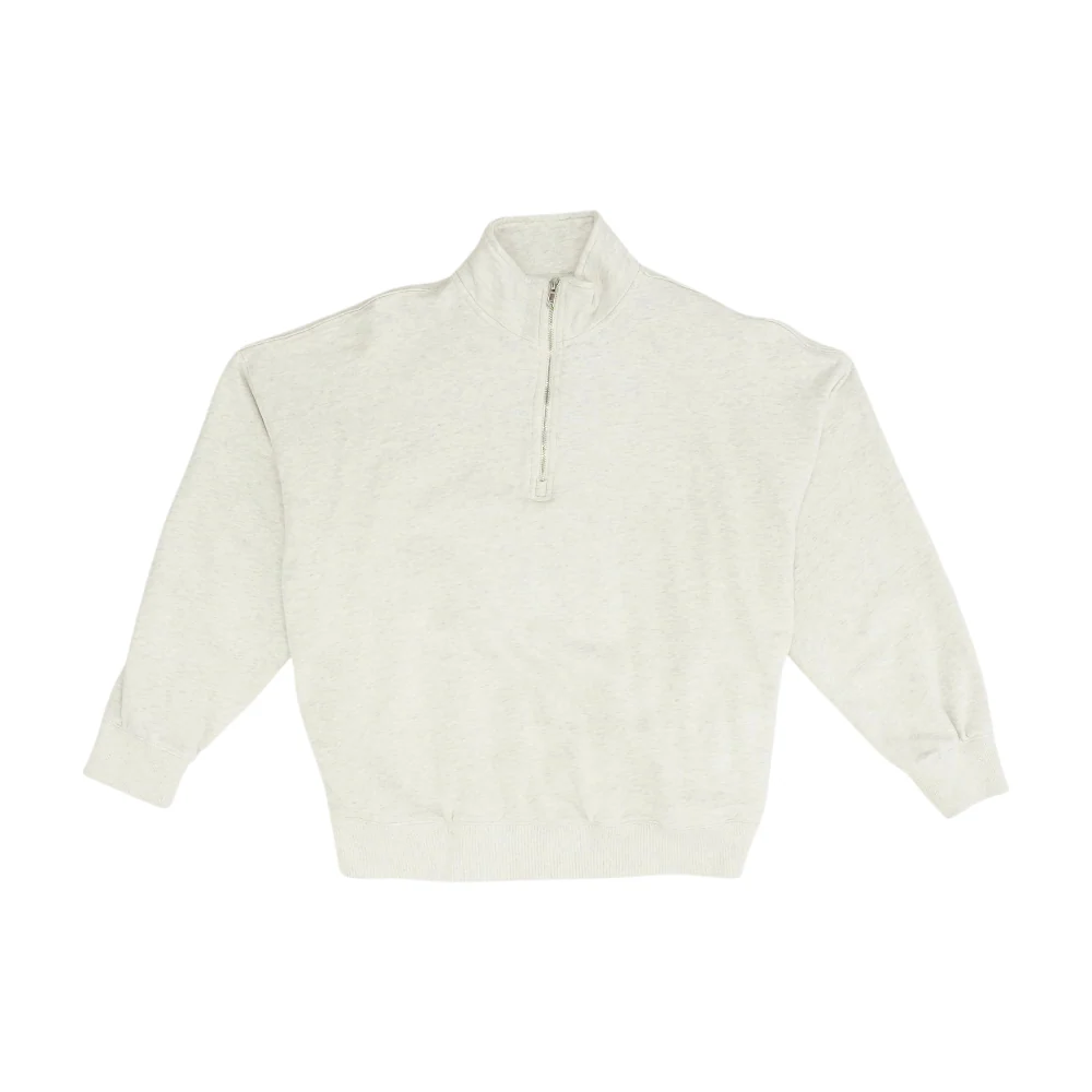 Beige Solid 1/4 Zip Pullover