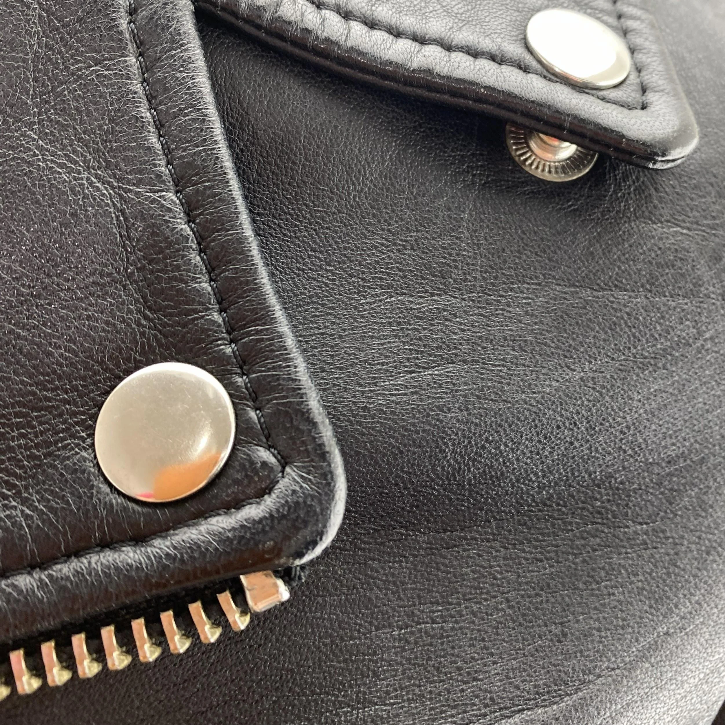 Black Solid Leather Jacket - Image 3