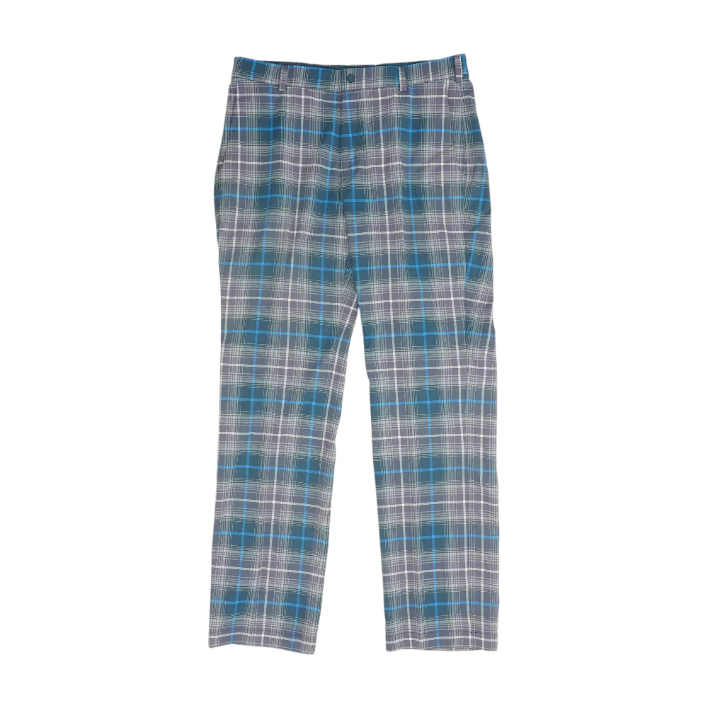 Blue Plaid Regular Pants