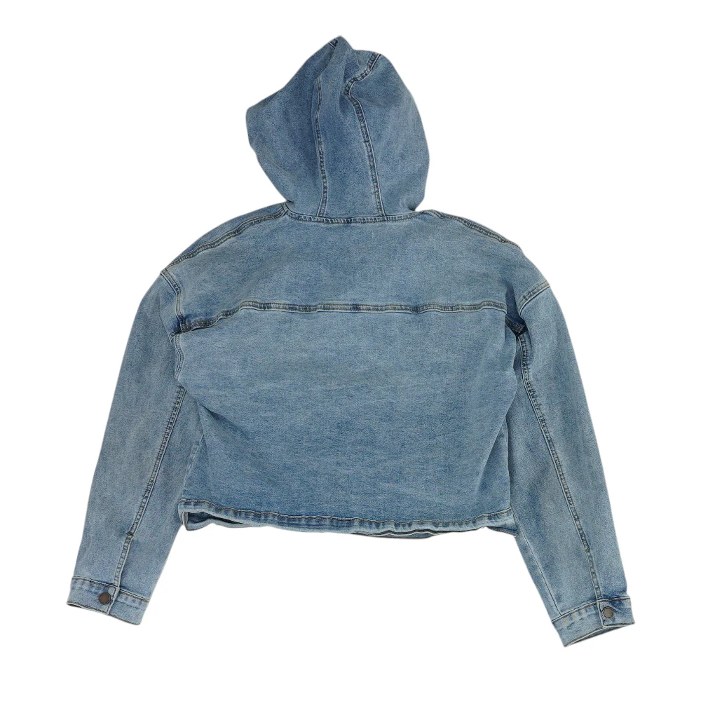 Blue Solid Denim Jacket - Image 2