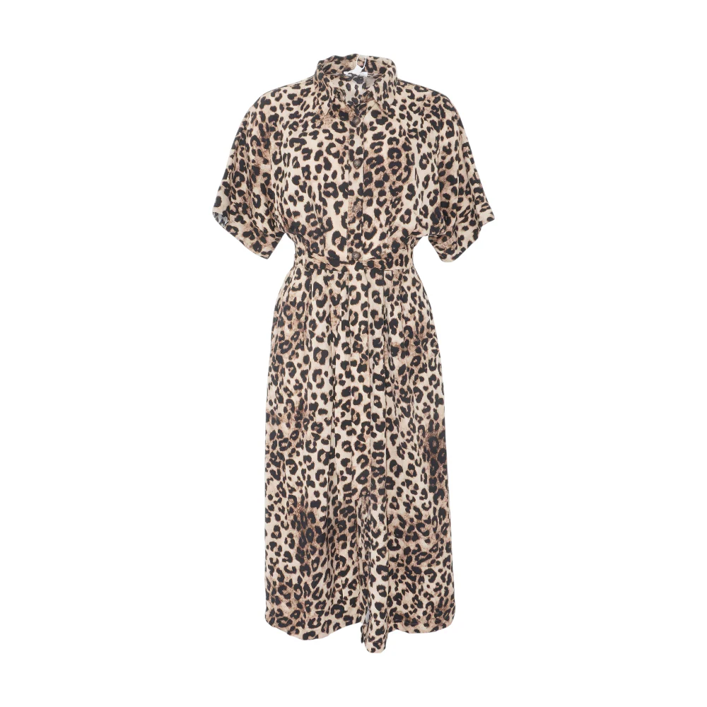 Brown Animal Print Midi Dress