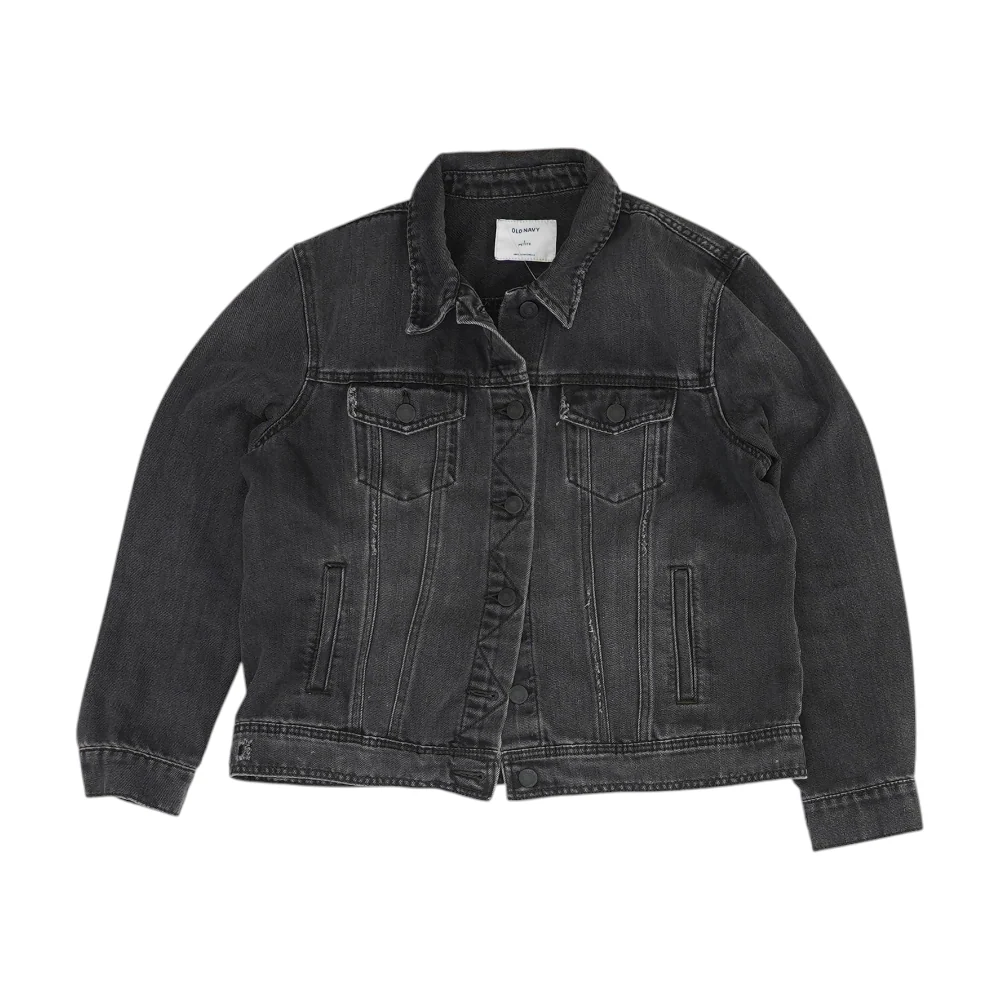 Black Petite Solid Denim Jacket