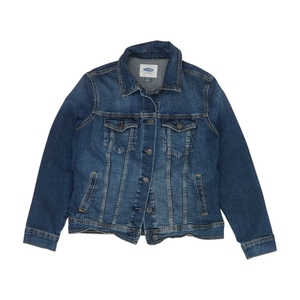 Blue Solid Denim Jacket