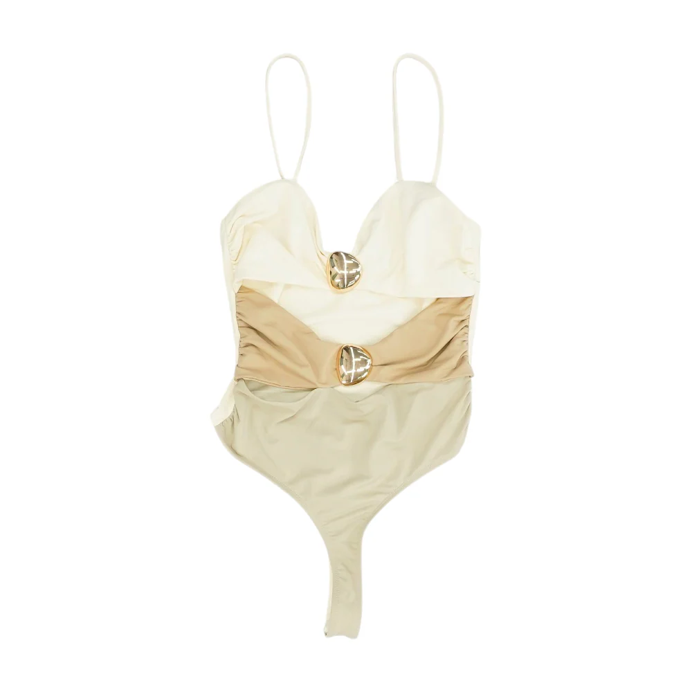 Beige Color Block One-Piece
