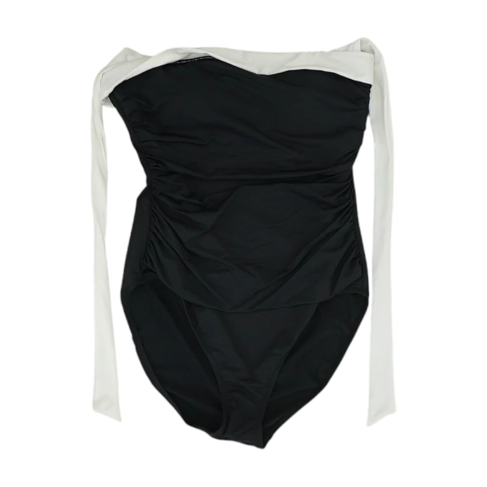 Black Color Block One-Piece