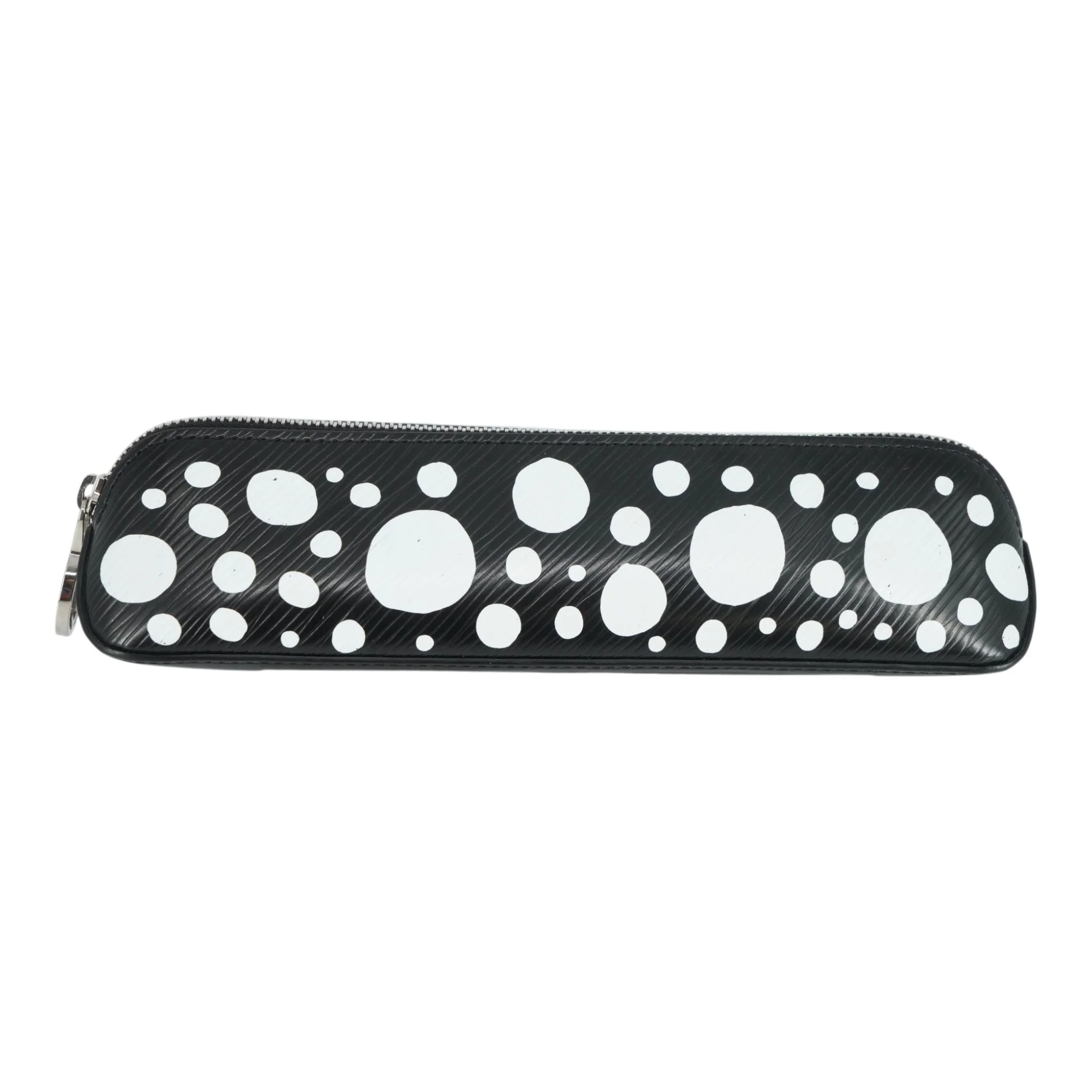 Black & White Infinity Dots Elizabeth Pencil Pouch in Epi Leather