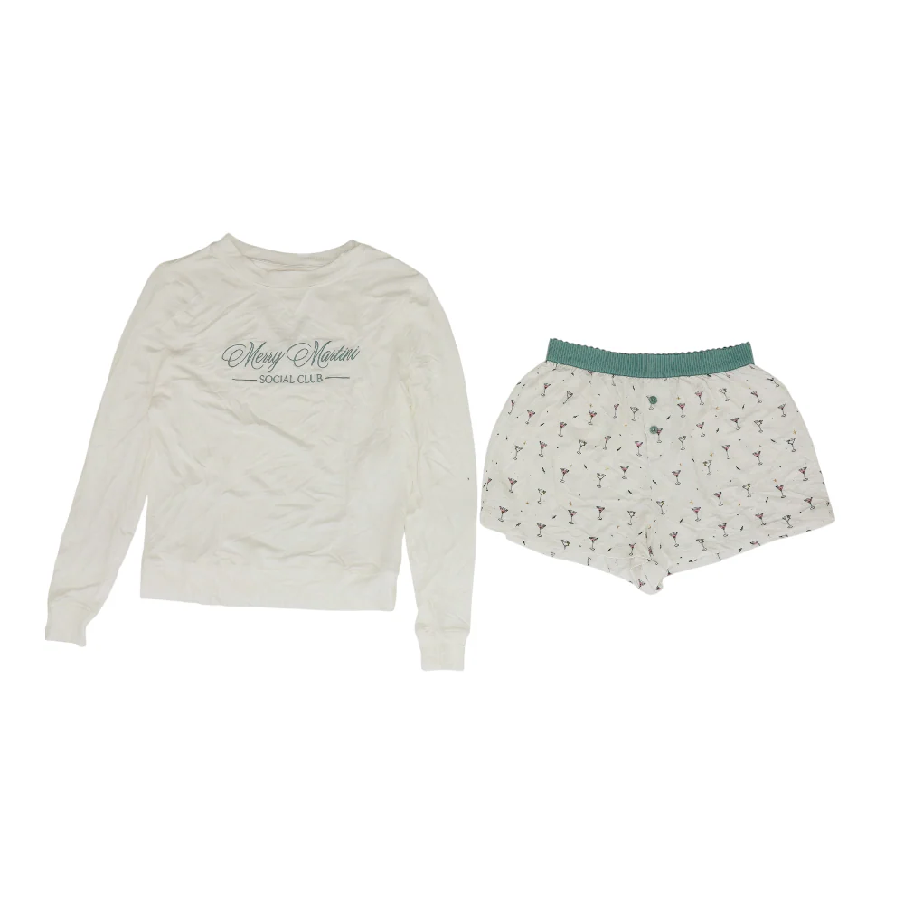 White Solid Pajama Set