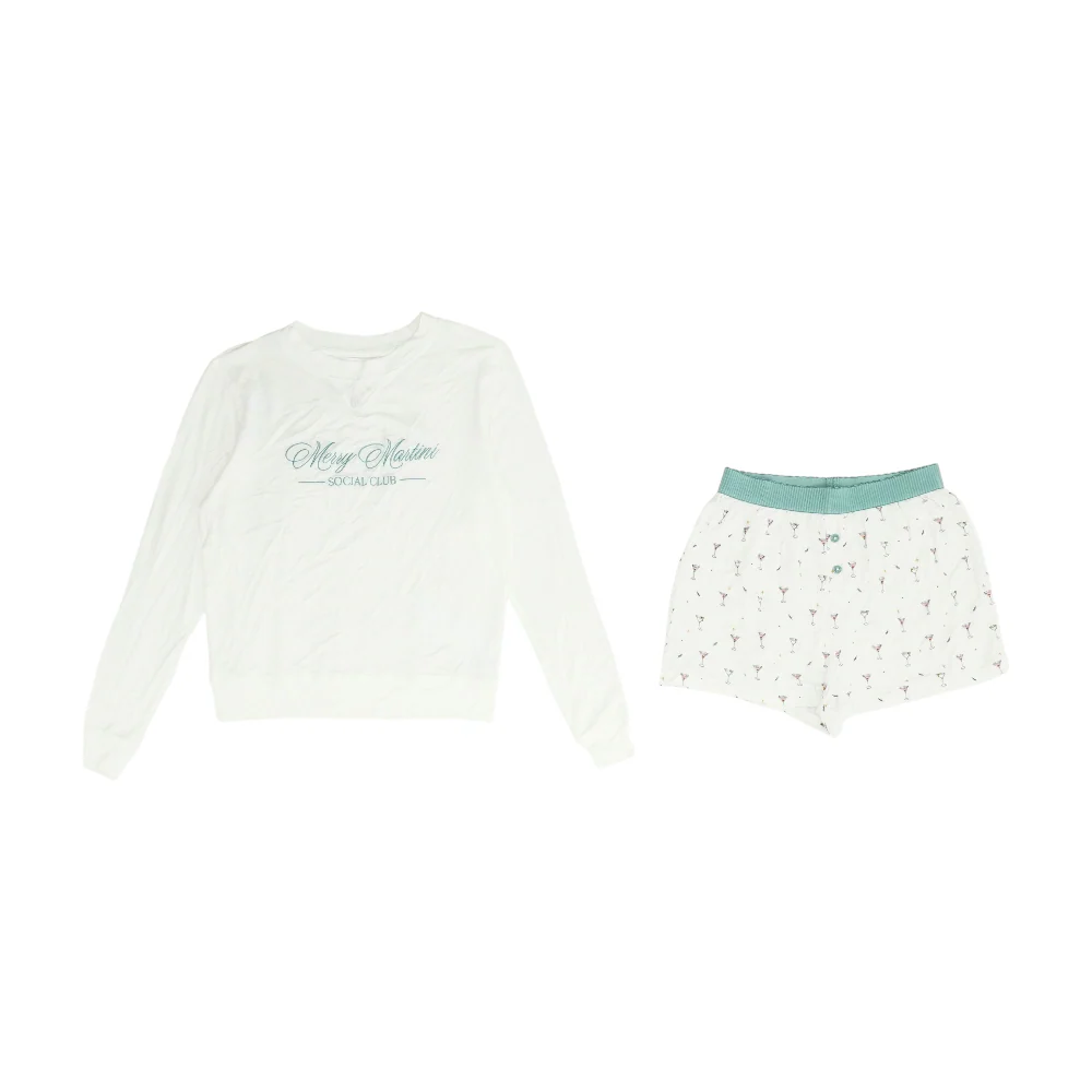 White Graphic Pajama Set