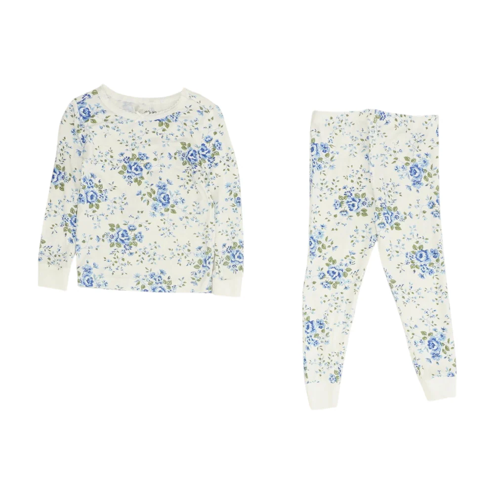 White Floral Pajama Set