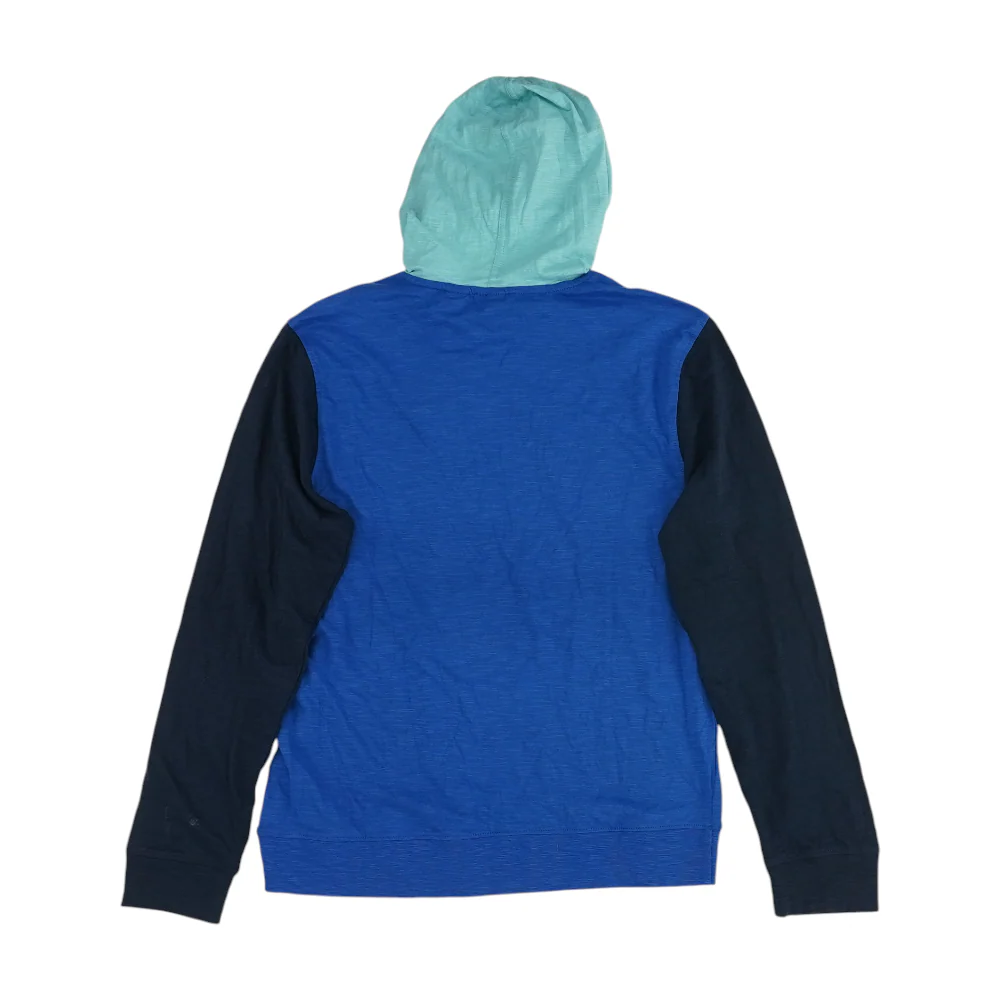 Blue Color Block Hoodie Pullover - Image 2