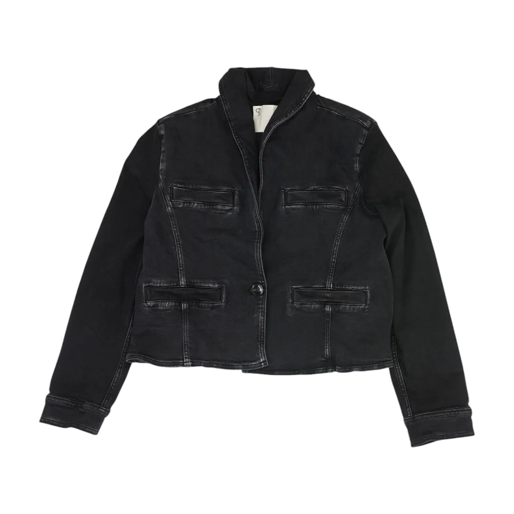 Black Solid Denim Jacket