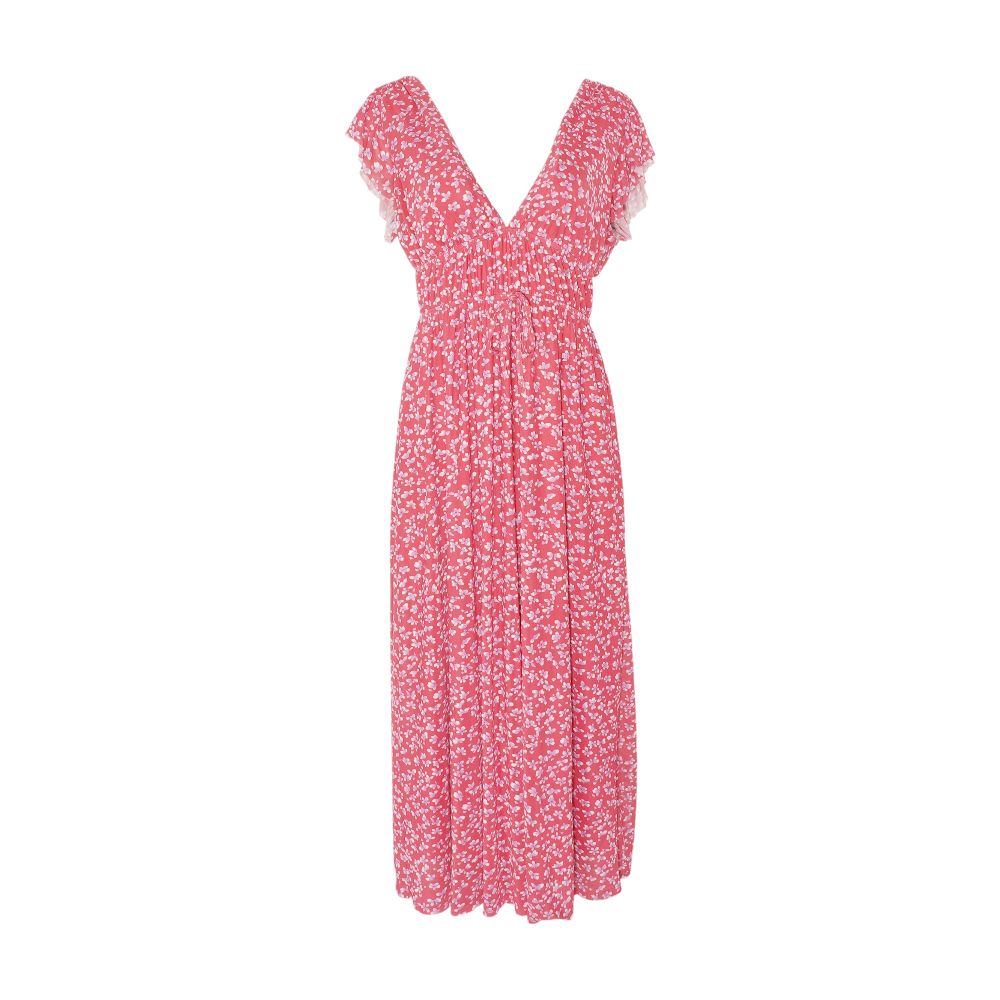 Pink Floral Midi Dress
