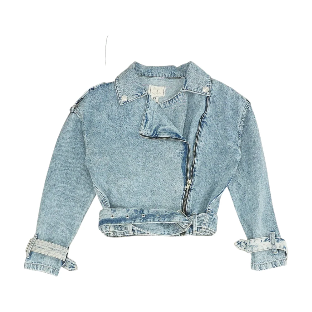 Blue Solid Denim Jacket