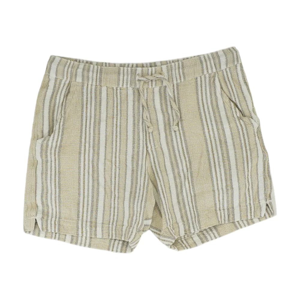 Beige Striped Active Shorts