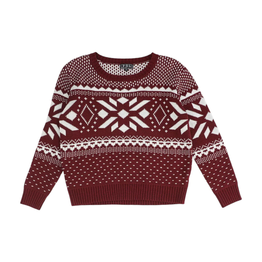 Burgundy Print Pullover Sweater