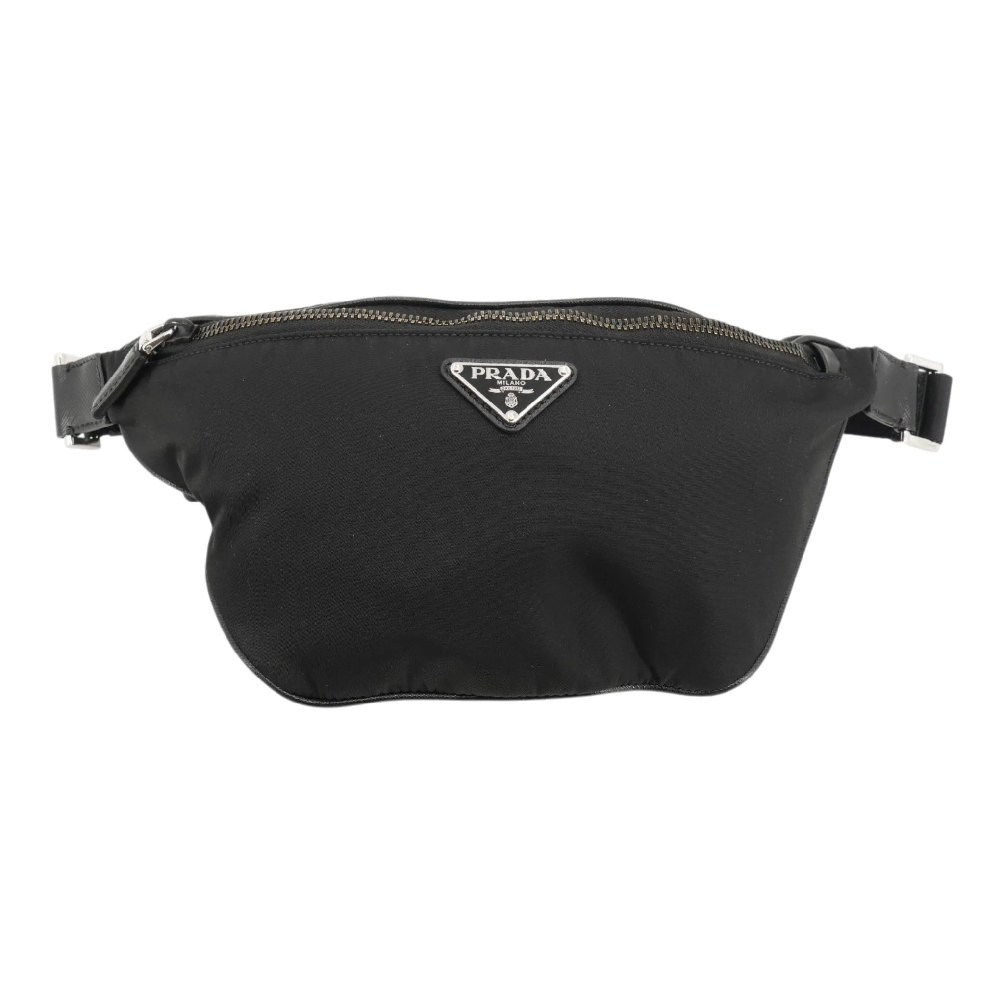 Black Re-Nylon and Saffiano Leather Belt Bag