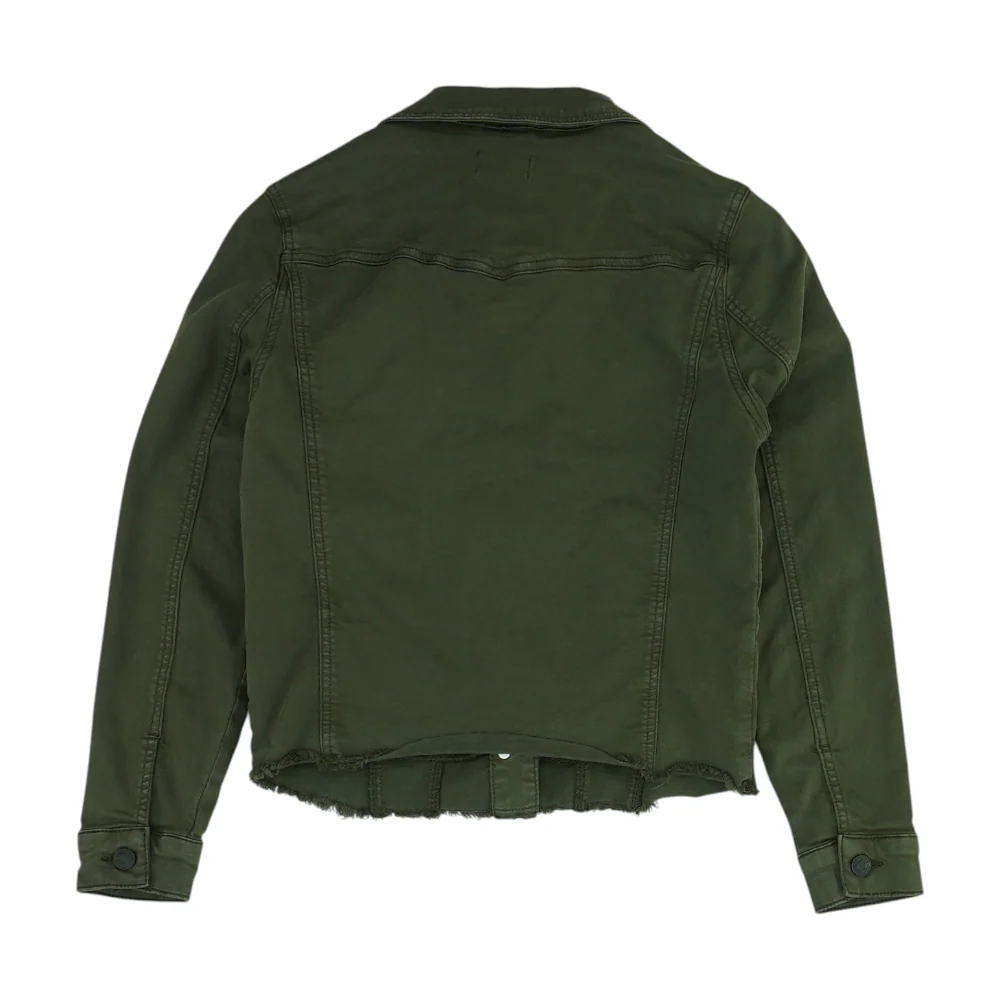 Green Solid Denim Jacket - Image 2