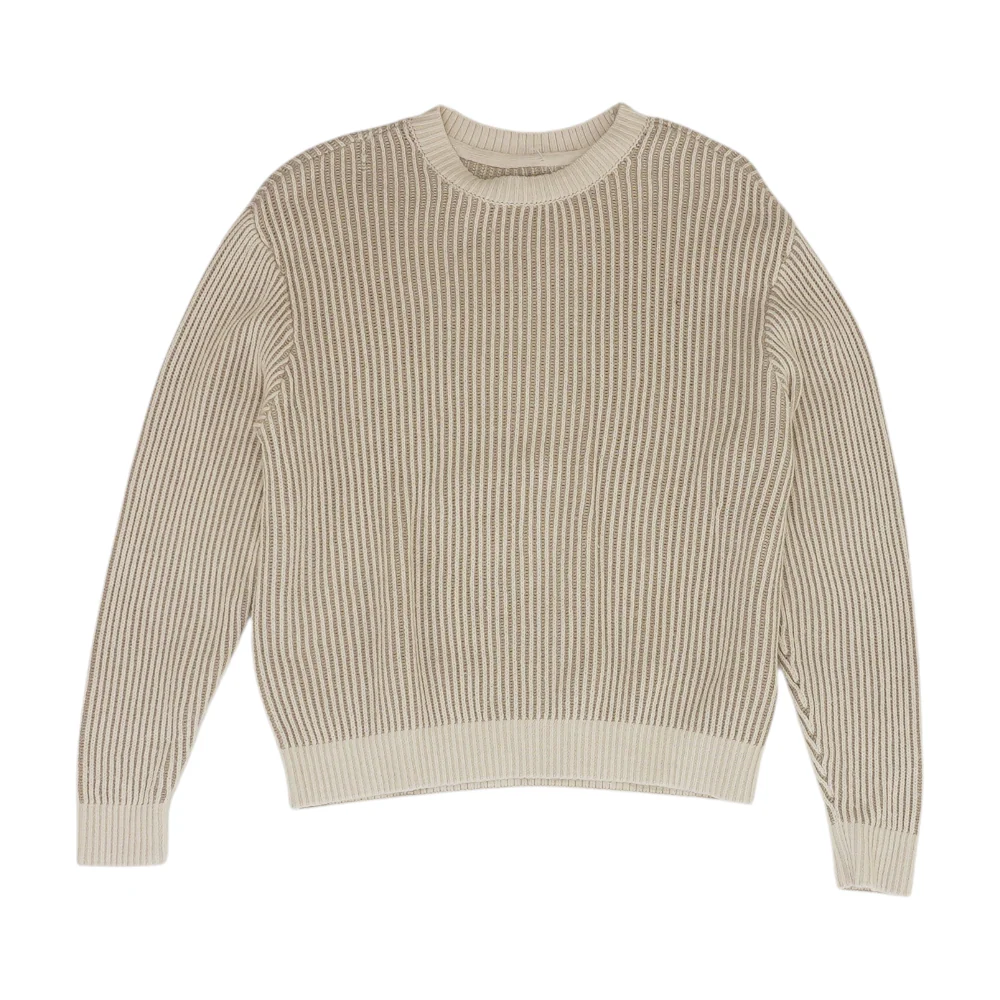 Beige Striped Pullover Sweater