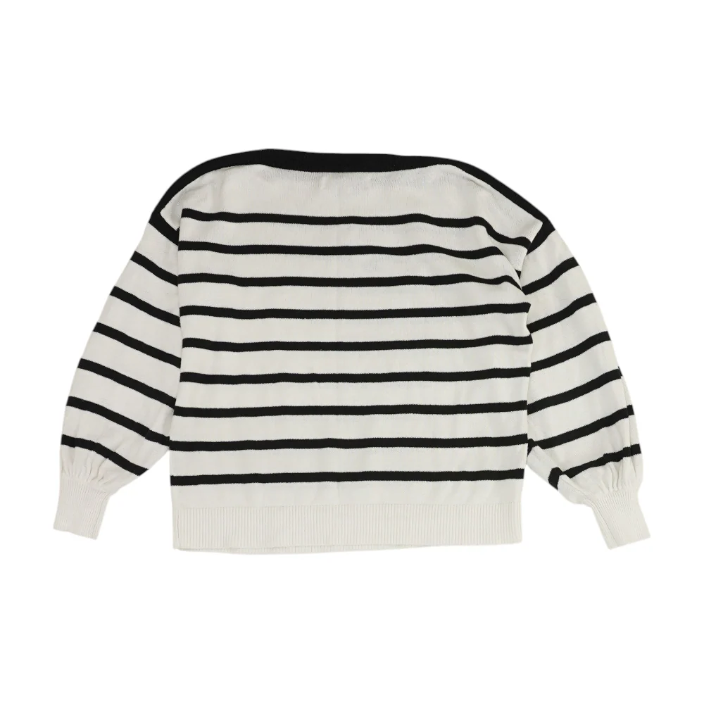 White Striped Pullover Sweater - Image 2