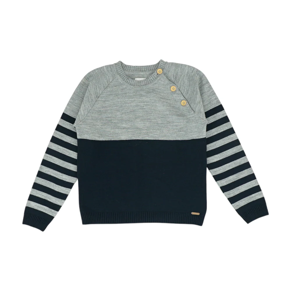 Gray Color Block Pullover Sweater