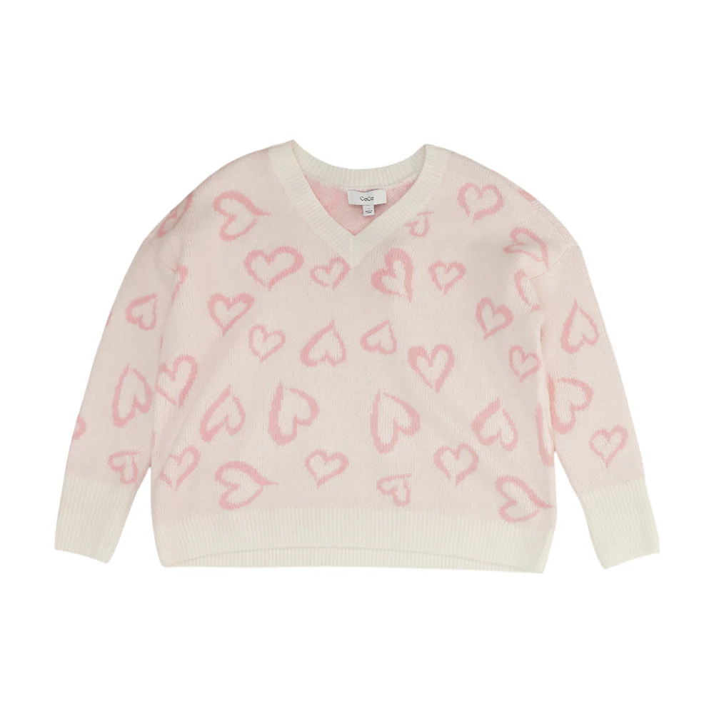 White Hearts Pullover Sweater