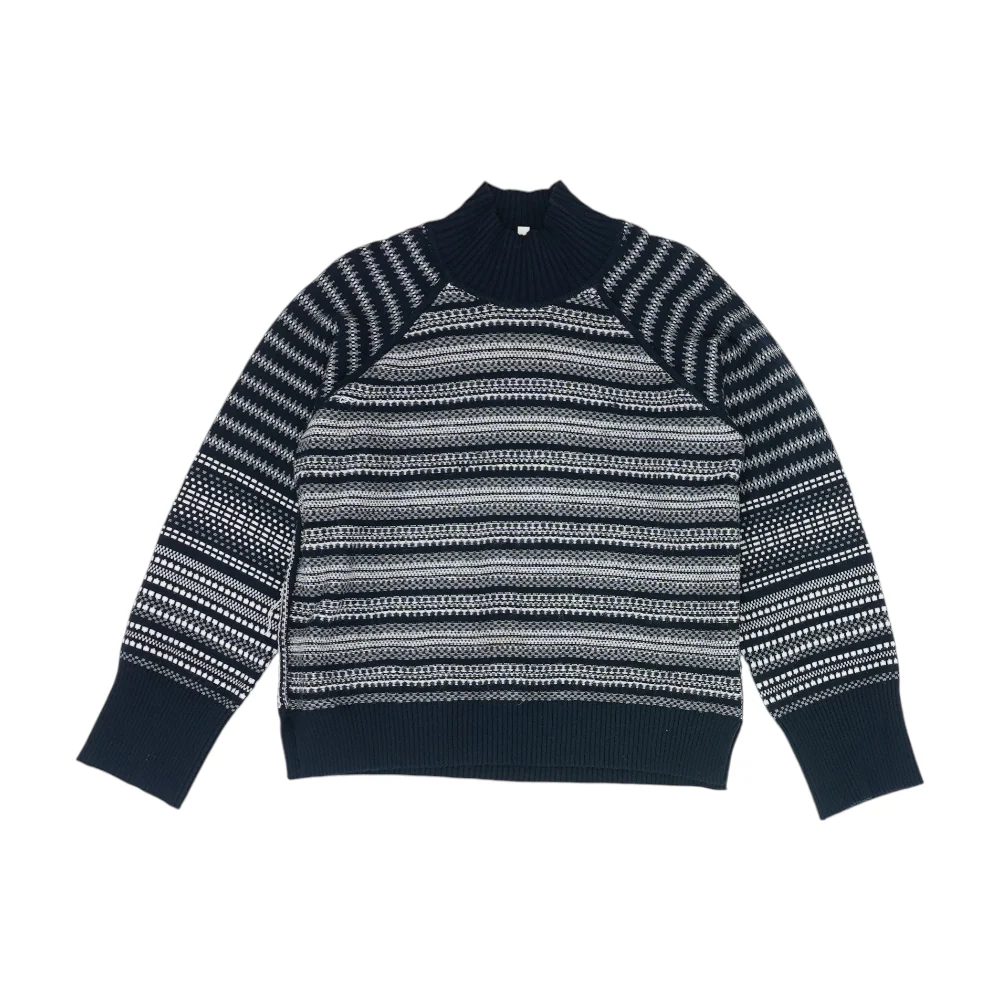 Navy Abstract Pullover Sweater